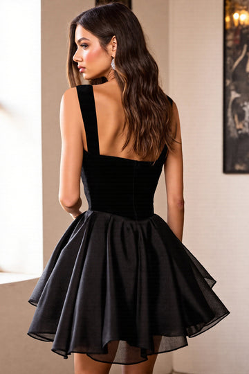Black A Line Mini Homecoming Dress